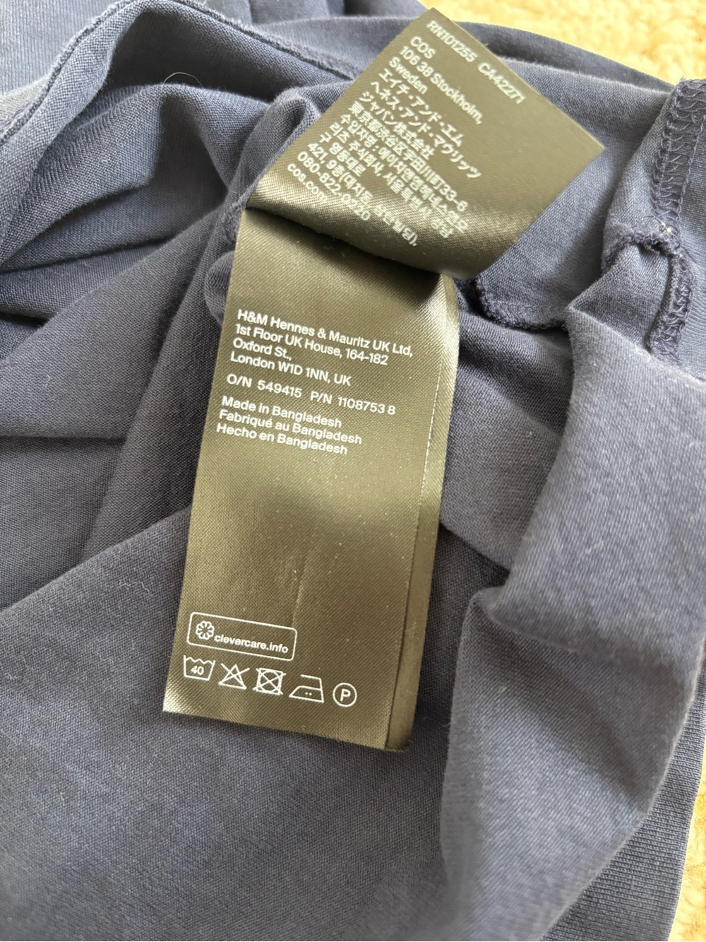 COS Mock Neck Boxy T-Shirt in Navy - Picture 6 of 7